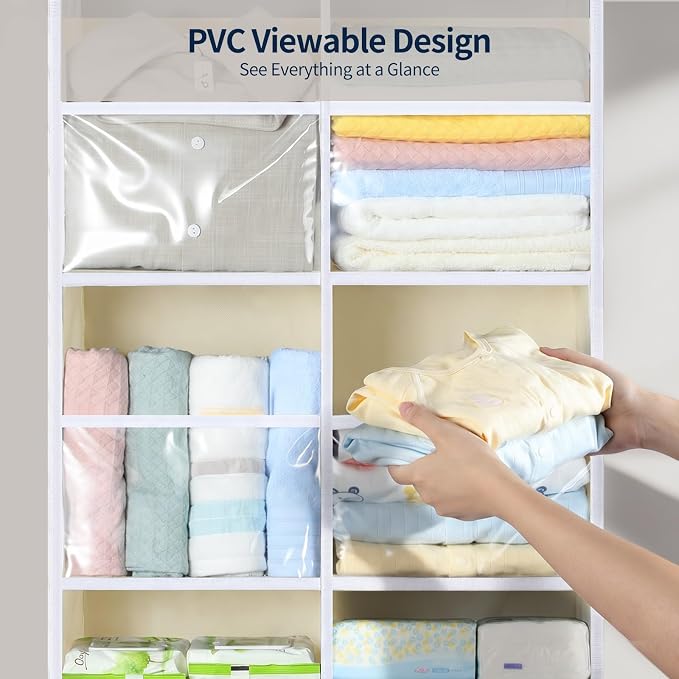 Yecaye 80lb Clear Door Yarn Storage Organizer, 5 Tier Yarn Organizer, Beige