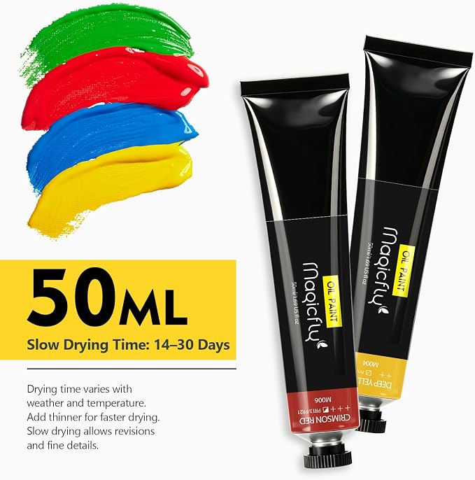 Magicfly Oil Paint, 20 Colors (50ml) Large Tubes Oil Paint Set, Oil Paints | Professional Non-toxic Oil Painting, Creamy Texture, Rich Pigmented, Easy to Blend, Ideal for Artists/Students/Beginners/Kids