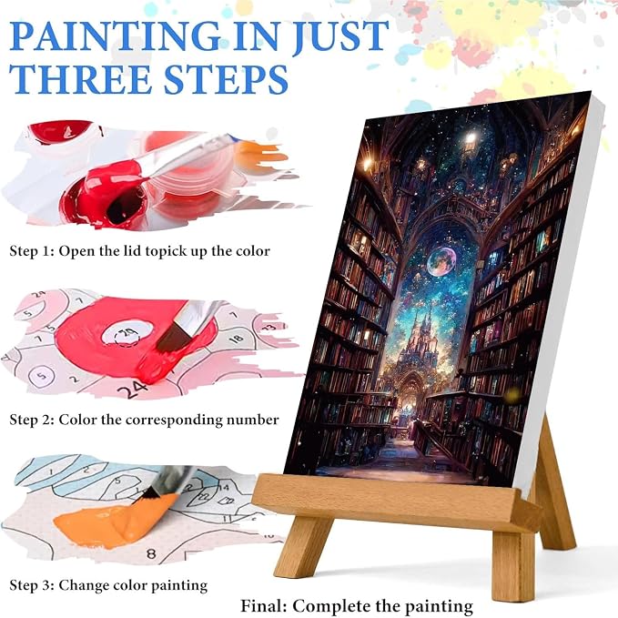 4 Pack Castle Paint by Numbers Kit for Adults Framed Canvas, Frameworkless | Easy Adult Paint by Number Kits on Canvas DIY 4 Pack Castle Painting for Beginners Art by Numbers for Home Wall Decor Gift