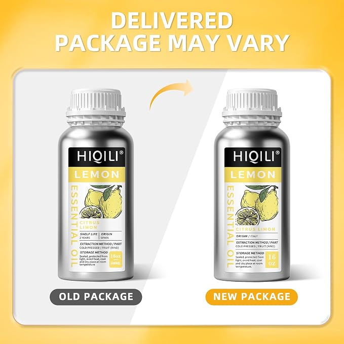 HIQILI Lemon Essential Oil for Cleaning, Skin & Diffuser