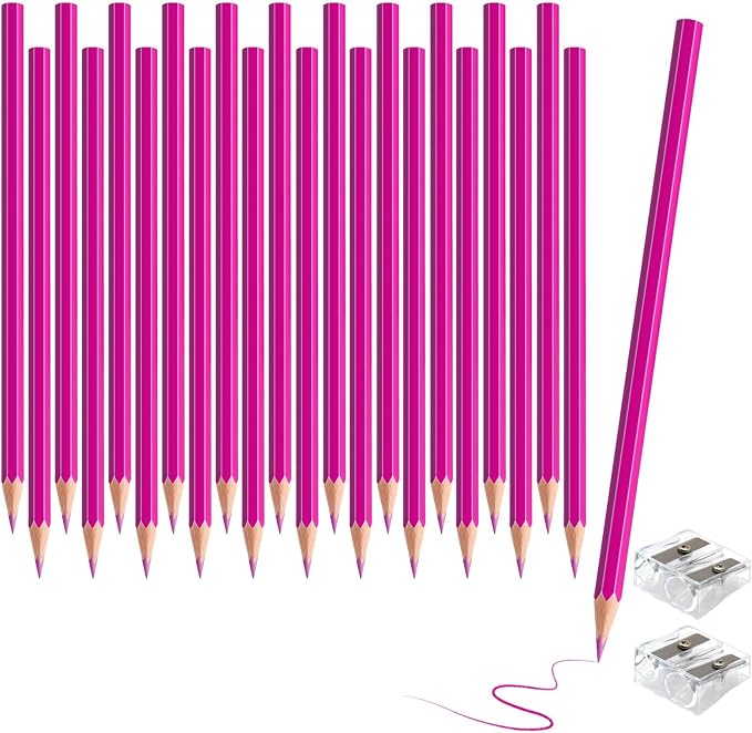 24 Pack Pink Colored Pencils for Kids, Pre-sharpened Art Pencils Back to School Supplies Set, Drawing Sketching Pencils for Students, Teachers, Classroom