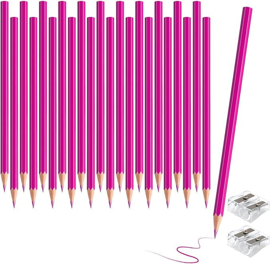 24 Pack Pink Colored Pencils for Kids, Pre-sharpened Art Pencils Back to School Supplies Set, Drawing Sketching Pencils for Students, Teachers, Classroom
