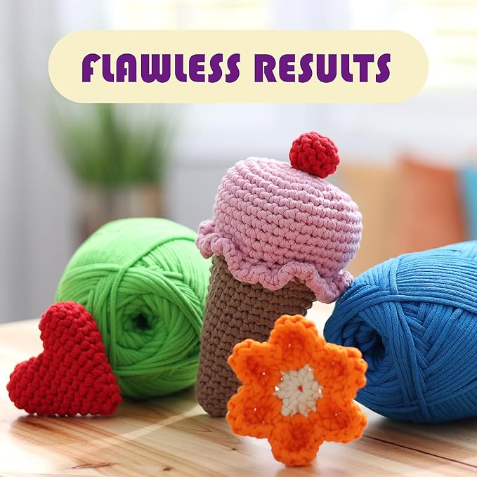 Soft Yarn for Crocheting – Crochet & Knitting Yarn, Beginner with Easy-to-See Stitches, 12 x 50g - 1200 Yards Amigurumi Yarns, Cotton-Nylon Blend Tshirt Yarns for Crocheting, Worsted Weight 4