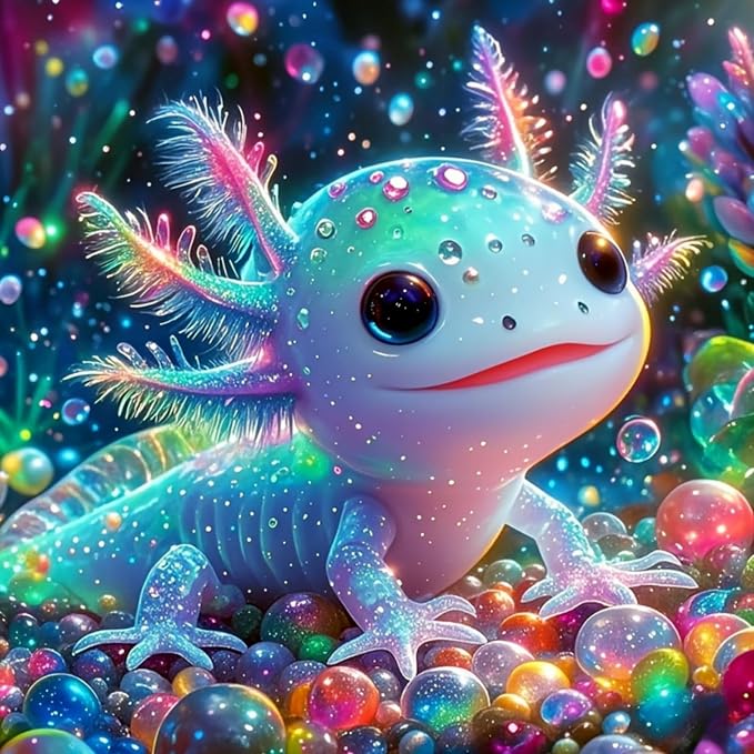 Diamond Painting Kits for Adults, Colorful Glittering Axolotl Diamond Art | Gem Art for Beginners, Full Drill Round DIY Gem Painting, Diamond Gem Painting Kits for Home Art Decor, 13.78X13.78 inch