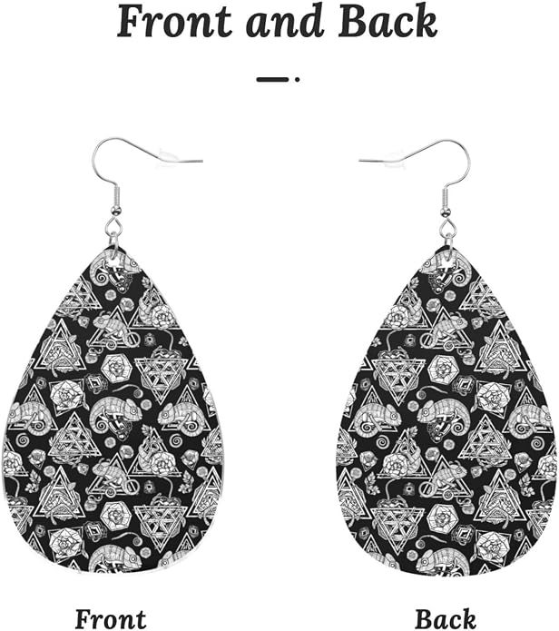 Math Formula Equation Black Drop-Shaped Earrings 2.2 x 1.5 Inches