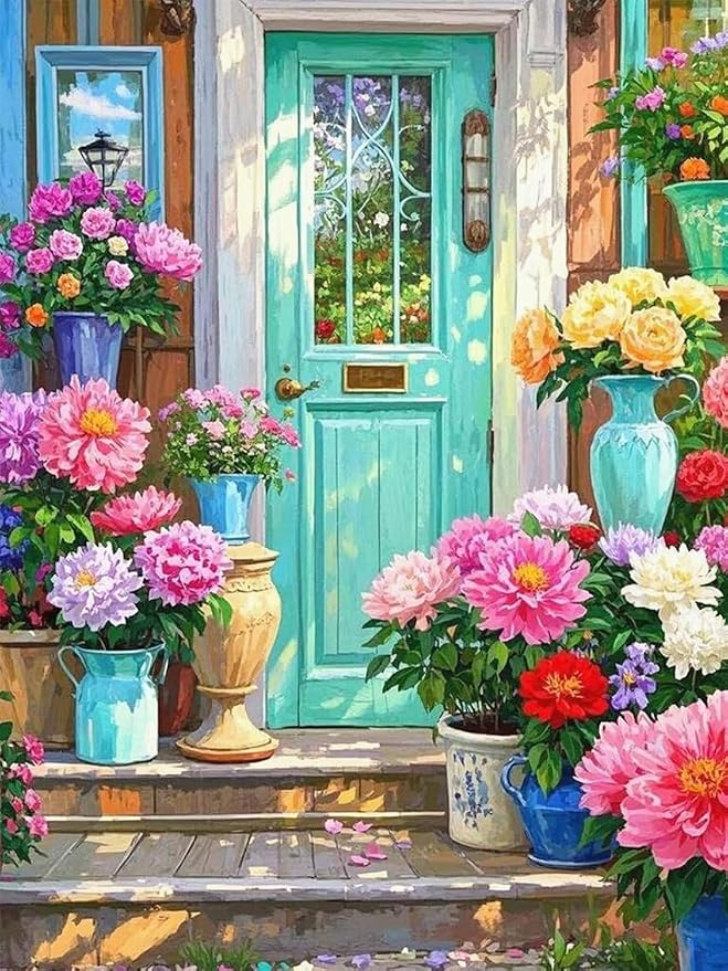 ZRIZQ Paint by Numbers Kit for Adults Beginner,Flowers Home,16x20