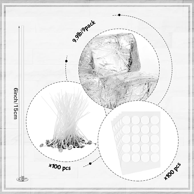 Heigble 9.9 lb Gel Candle Wax for Making Jelly Candle Wax with Stickers