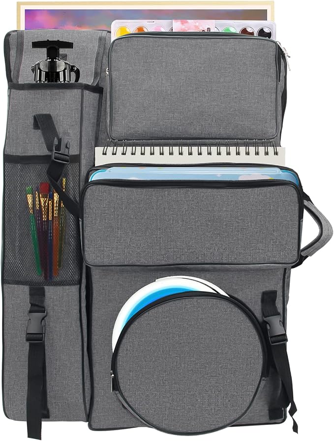 Boyistar Art Portfolio Carry Bag 20" x 26", Canvas Art Portfolio Backpack Traveling Outdoor Drawing Portfolio Case Large Capacity Artist Carrying Bag/Tote Bag for Drawing Board, Screen, Accessories