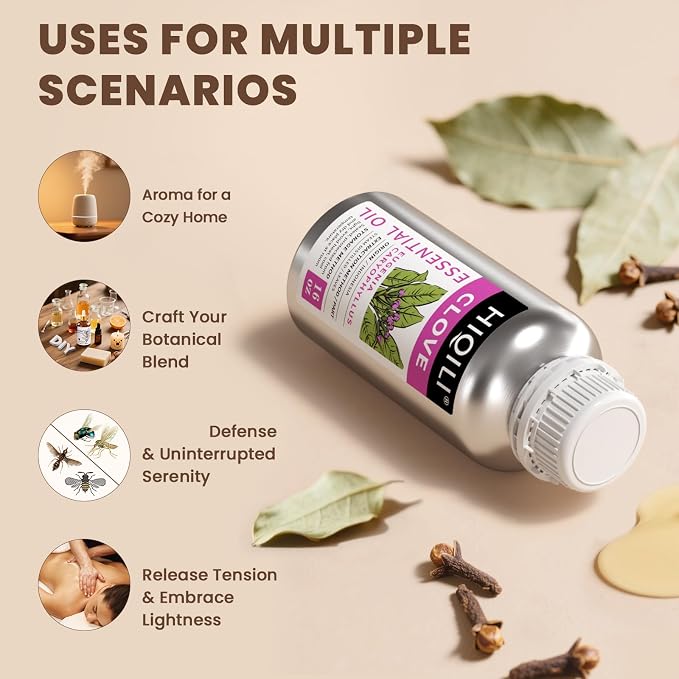 HIQILI Clove Essential Oil for Diffusers for Home, DIY, Large Capacity