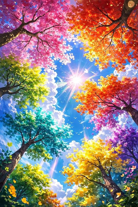 GQYCZZ 5D Four Seasons Tree Diamond Art Kits for Adults/Beginner 12X16Inch