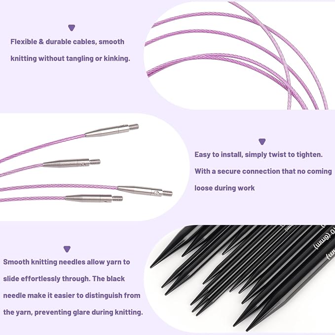 Katech Interchangeable Knitting Needles Set- 9 PRS Circular Knitting Needle