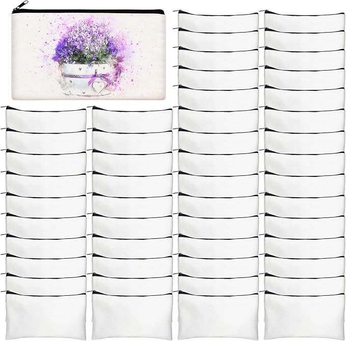 Legigo Blank Canvas Bags Zipper Pouch Makeup Bags Pencil Pouch Bulk | Multi-Purpose, Sturdy Canvas Pouch with Zipper, Cosmetic Travel Toiletry Bag for DIY Crafts, Gifts & Storage, 8.3 x 5 Inch