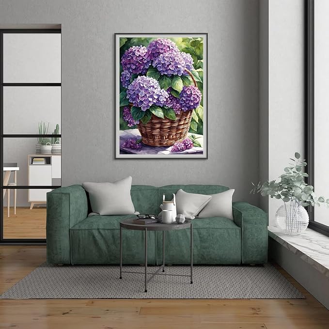 Diamond Art Kits for Adults,Hydrangea Flowers Diamond Painting Kits 12x16in
