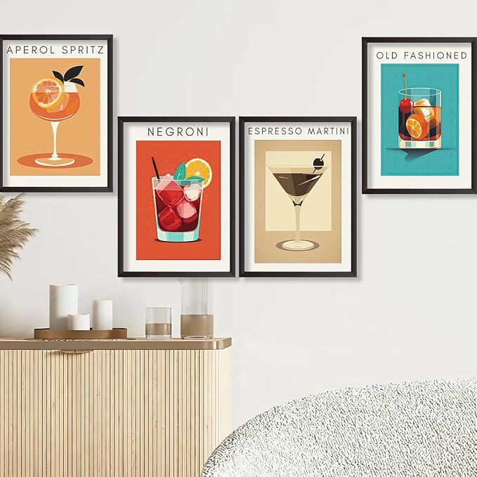 4 Pack Small Framed Paint by Numbers Kit for Adults Beginner 8x12 Inch | Easy Frame Cocktail Paint by Number Kit for Adults beginner on Canvas Mini