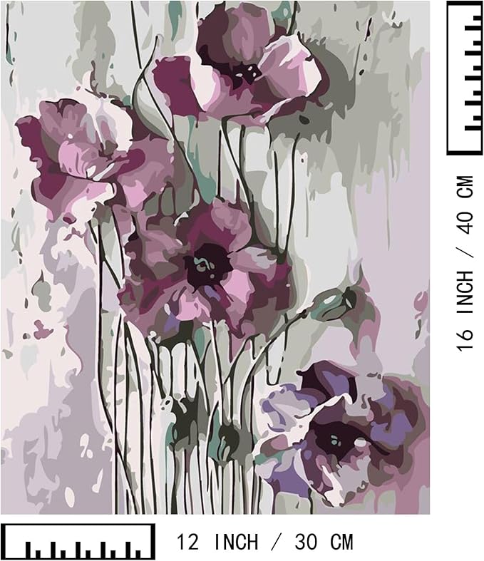 BAISITE Paint by Numbers Kit for Adults Beginners,12" Wx16 L 2 Pack Canvas for Painting Kits for Adults in Colorful Box-Poppies 6566