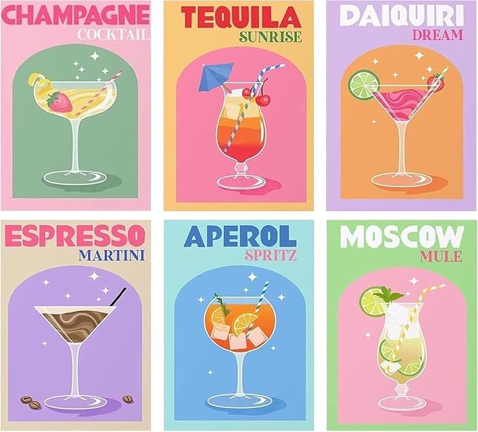 Ycydilirab 6 Pack Cocktail Diamond Art Kits for Adults 10x12inch