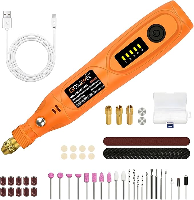 GOXAWEE Mini Cordless Rotary Tool Kit, 105Pcs Small Grinder Drill Set