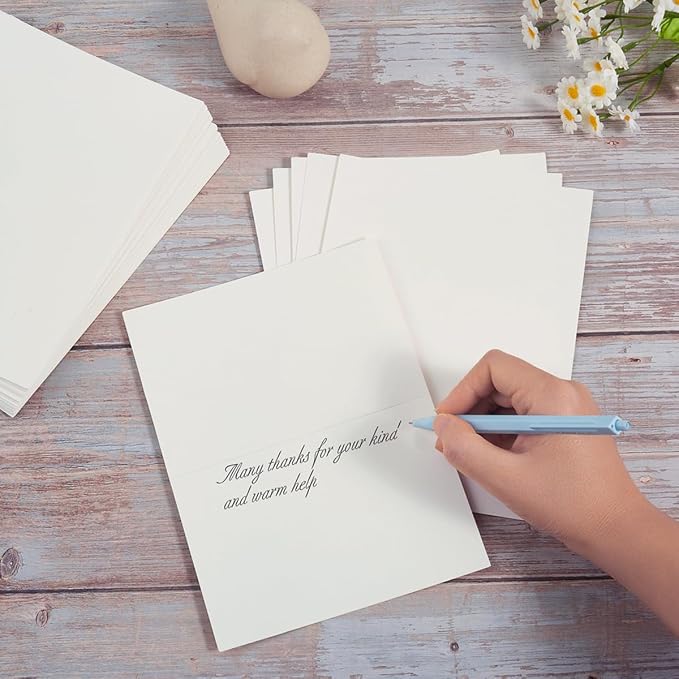 50 Pack Blank Folded Cardstock Cards, Cream Color, 3x5