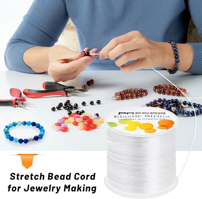 Paxcoo Elastic Bracelet String Cord Stretch Bead Cord for Jewelry Making and Bracelets Making