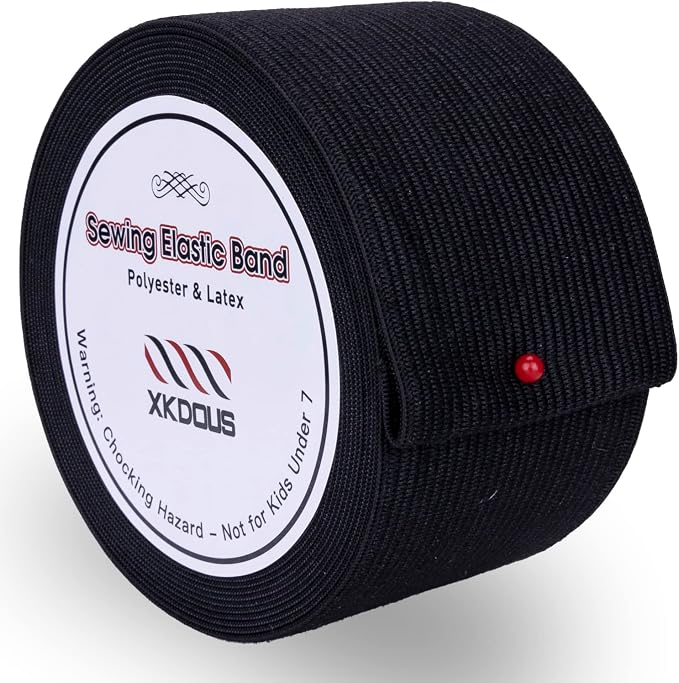 XKDOUS Elastic Band for Sewing, 2 Inch 7 Yards, Black