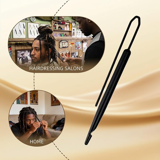 Rvluw 8 Pcs Interlocking Tool for locs,Dreadlock Crochet Hook, Black,Type B