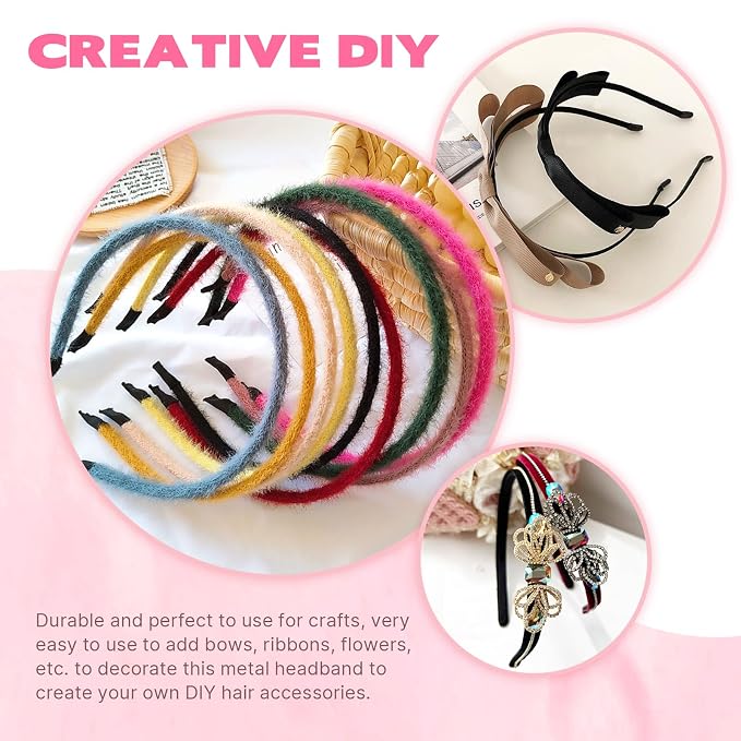 Dizila 30 Pack 0.6cm/0.24" Smooth Plain Blank DIY Craft Silver Thin Metal Headbands Frame Base Wire Hair Bands Accessories for Women Men Girls Teens Kids