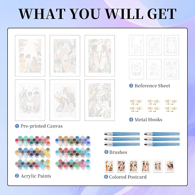 Okarina 6 Pack Paint by Numbers Kit for Adults & Beginners, Women Power | Paint by Number Kits on Canvas without Frame, 8x12 Inch, DIY Painting Kit for Home Wall Decor, Gifts for Women & Men