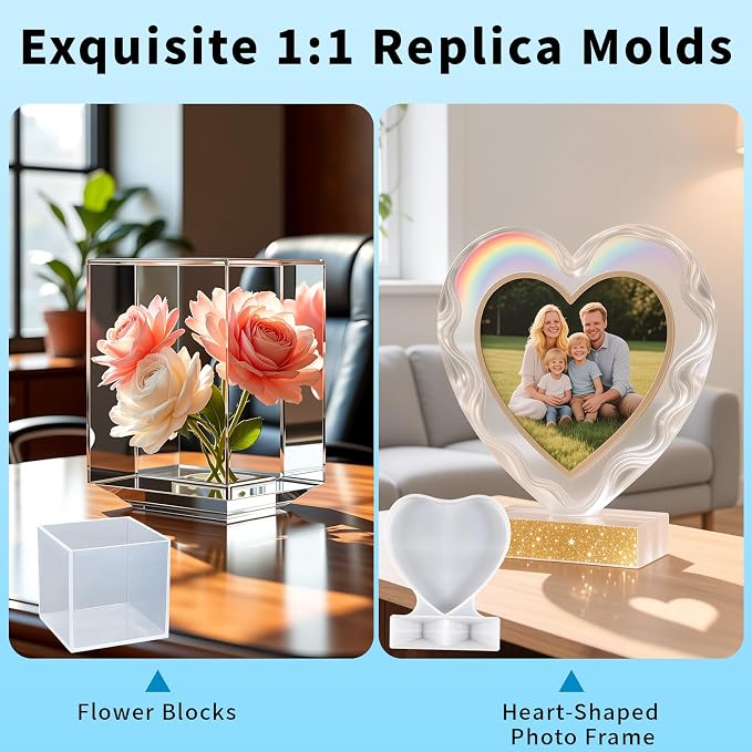 SHORE RESIN Complete Resin Craft Kit for Adults and Beginners | Complete resin craft kit with 16 oz epoxy, 5 molds, glitter, dried flowers and tools for adults, beginners and DIY projects.