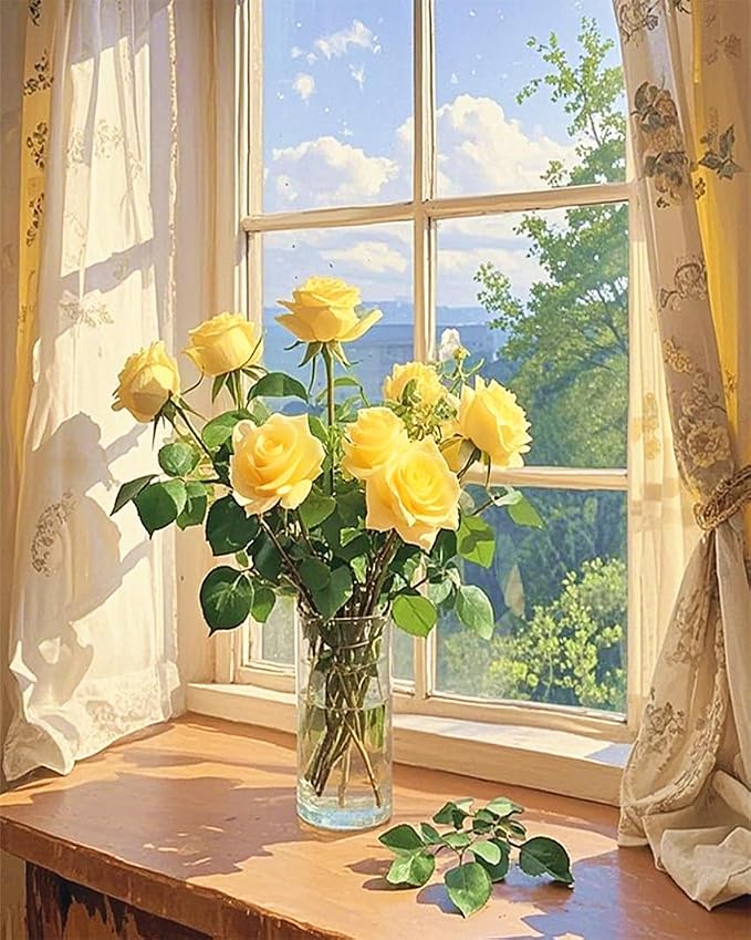 ZRIZQ Paint by Numbers Kit for Adults Beginner,Flower Landscape,16x20