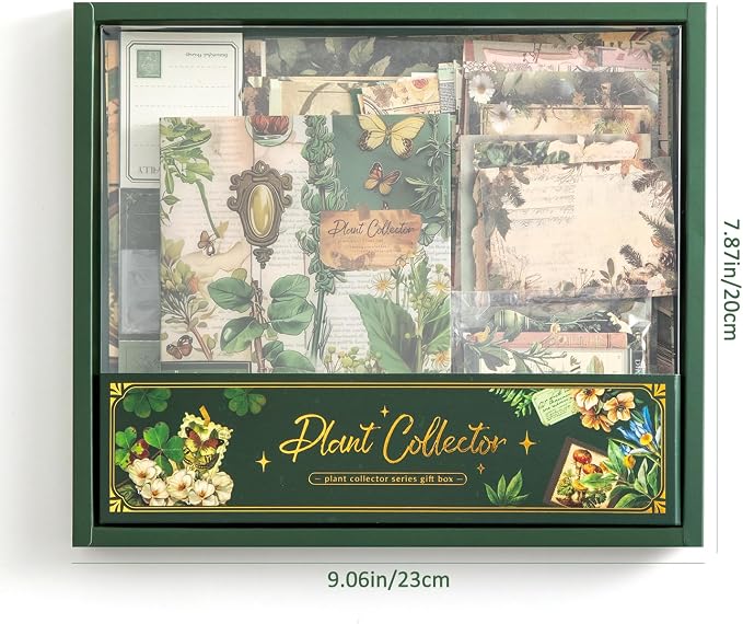 Scrapbooking Supplies Kit, Vintage Botanical Aesthetic Scrapbook Kit for Bullet Junk Journal, Stationery, A6 Grid Notebook, Flower DIY Journaling Supplies, Birthday Craft Gift for Women Craft Lover