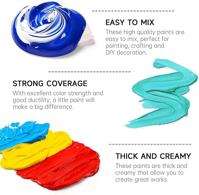 Shuttle Art Acrylic Paint, 15 Pack Acrylic Paint Large Bottle Set, 473ml/16oz Each, 14 Unique Colors and 1 More White, High Viscosity Art Paint for Artists, Beginner & Kids on Rocks Canvas WoodCeramic