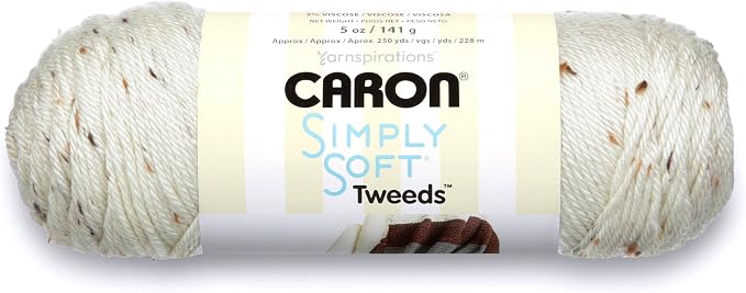 Caron Simply Soft Tweeds Yarn, 5 oz, Gauge 4 Medium, Off White