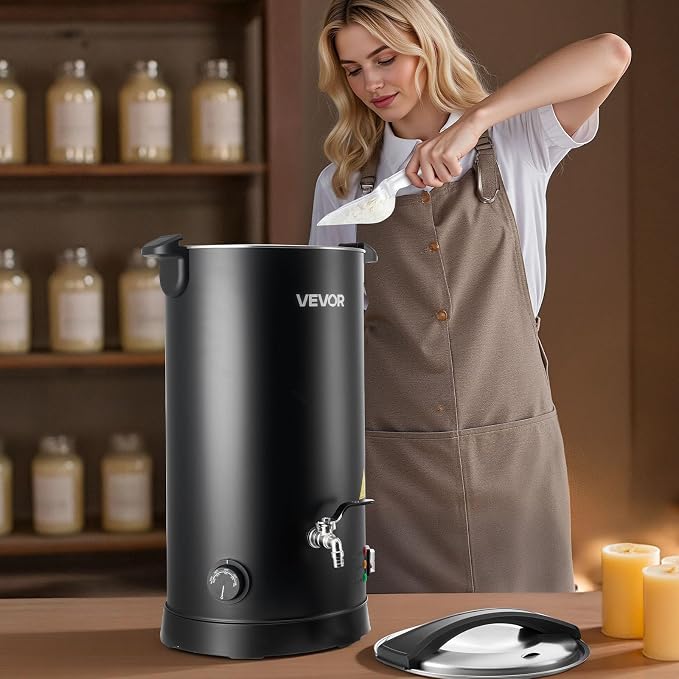 VEVOR 30 Lbs Wax Melter for Candle Making, Fast and Even Heating, with Easy Pour Spout and Temperature Control, Hourglass Base for Non-Stick Smooth Flow, Wax Melting Pot for Making Candles Soaps