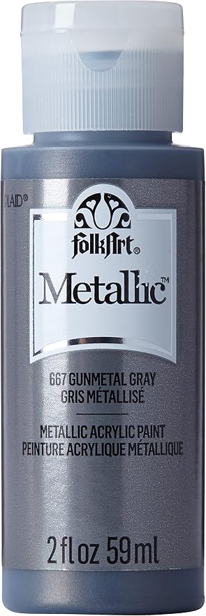 FolkArt Metallic Acrylic Paint in Assorted Colors (2 Ounce), 667 Gunmetal Gray