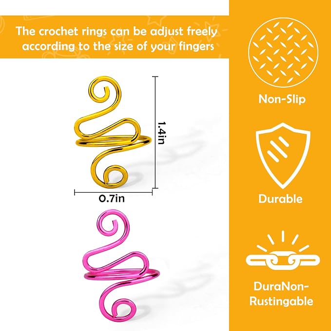 Vodolo Crochet Ring,2PCS Gold Adjustable Yarn Tension Ring for Crocheting Peacock Shape Knitting Loop Open Finger Ring for Mother Grandma Thanksgiving Presents Finger Yarn Guide Crochet Accessories