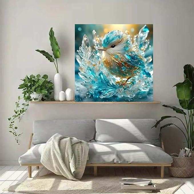ZHUDENGXJL Birds Diamond Art Kits for Adults,5D Diamond Painting Kits for Adults Beginners,DIY Full Drill Blue Flower Diamond Dots with Gem Art for Birds Home Wall Decor 12 X 12 Inch