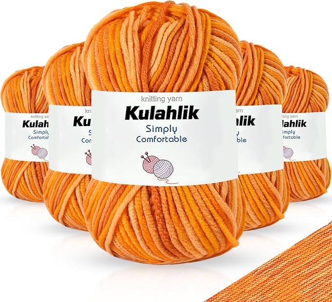 250g(5x50g) Acrylic Yarn for Crochet/Knitting, Colorful Gradient Yarn Thread, 5 Rolls Skeins, Perfect for Any Knitting Crochet and Crafts Mini Project