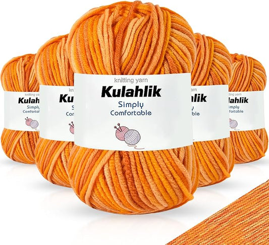 250g(5x50g) Acrylic Yarn for Crochet/Knitting, Colorful Gradient Yarn Thread, 5 Rolls Skeins, Perfect for Any Knitting Crochet and Crafts Mini Project