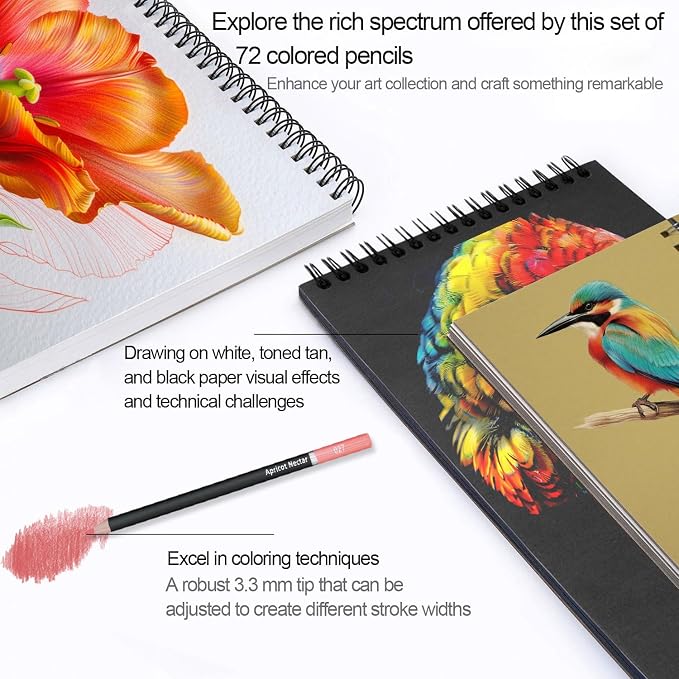 Aenir Colored Pencils for Adults, 72-Color Pencils for Adult Coloring Books | Soft Oil-Based Adult Coloring Pencils for Sketching, Drawing, Blending & Shading; Art Supplies for Artists, Beginners & Teens