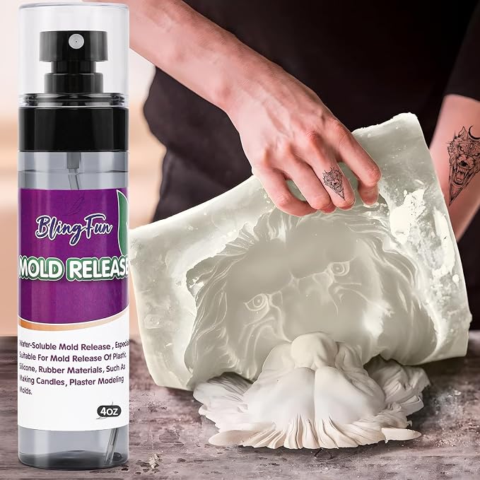 BlingFun Mold Release Spray for Candle Making & Epoxy - Uniform Coverage Fast Drying Non-Stick, Professional Grade Silicone Based Release Agent, Easy to Clean Extends Mold Life