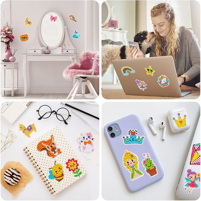 Labeol Diamond Art Kits for Kids Boys and Girls Ages 6-8-10-12 Easy to DIY Creative Diamond Art Sticker Craft by Numbers Kits for Kids and Adult Beginners (Lovely Animal)