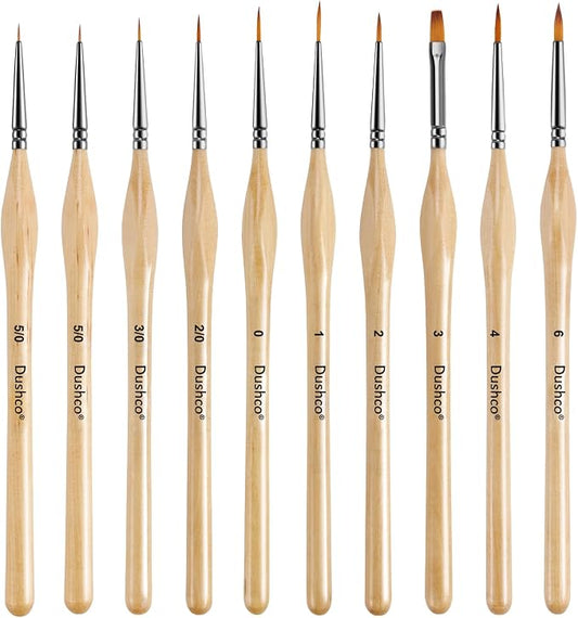 Small Paint Brush Set, 10 pcs Thin Paint Brushes for Fine Detailing