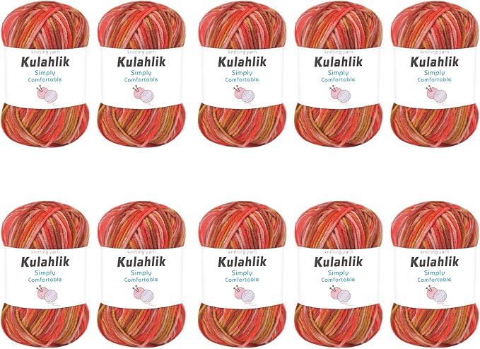 500g(10x50g) Acrylic Yarn for Crocheting and Knitting, Colorful Gradient Yarn Thread, 10 Rolls Skeins, Multicolor Hilo Acrílico, Perfect for DIY Crafts Project