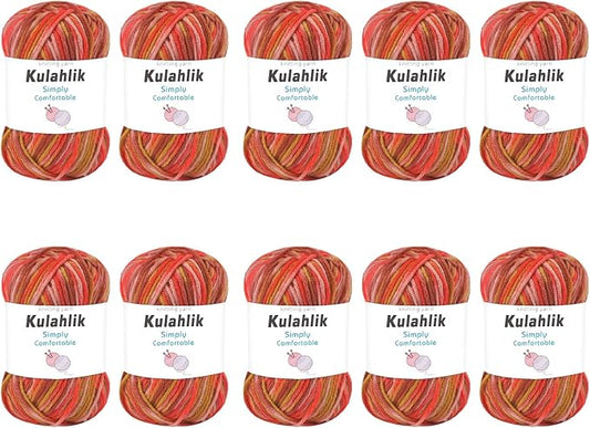 500g(10x50g) Acrylic Yarn for Crocheting and Knitting, Colorful Gradient Yarn Thread, 10 Rolls Skeins, Multicolor Hilo Acrílico, Perfect for DIY Crafts Project