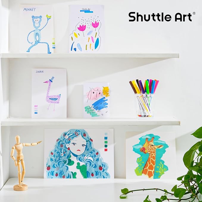 Shuttle Art 384 Pack Washable Super Tips Markers, 16 Assorted Colors Conical Tip Large Markers Bulk with a Box, Bonus Caps, Home Classroom School Supplies for Toddlers Kids Adults Students Teachers