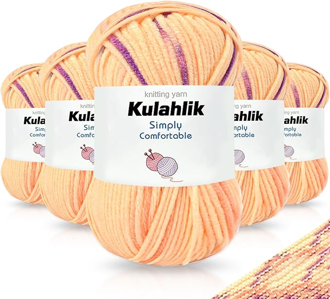250g(5x50g) Acrylic Yarn for Crochet/Knitting, Colorful Gradient Yarn Thread, 5 Rolls Skeins, Perfect for Any Knitting Crochet and Crafts Mini Project