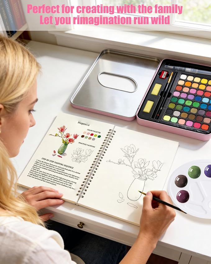 Flower Watercolor Workbook for Adults and Beginners