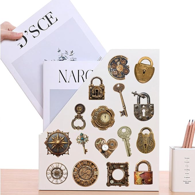 50PCS Vintage Steampunk Stickers, Waterproof PET Retro Old Gadgets Decals for Scrapbooking, Skateboard, Laptop, Phone Case, Luggage, Water Bottle - Aesthetic Decor for Teens, Adults, Boys, Girls