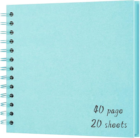DIY Scrapbook Album 7x7 Inch, Hardcover Kraft Paper Scrap Book Photo Album, Blank Page Memory Scrap Book for DIY Crafts, Traveling, Wedding, Anniversary, Birthday, 40 Pages (20 Sheets), Blue