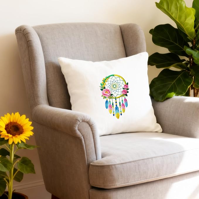BEUNITONE 4 Set Dream Catcher Embroidery Kit for Beginners 7.9"x7.9" | DIY Craft Kits for Adults Women with Embroidery Hoops, Instructions, Handmade Needlepoint Kits for Craft Lover and Home Decor
